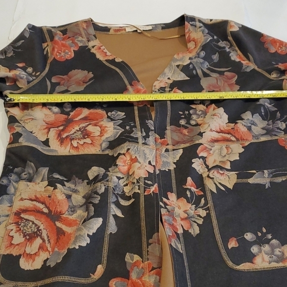 Floral Flower Print Duster Jacket Sz L - Picture 10 of 13
